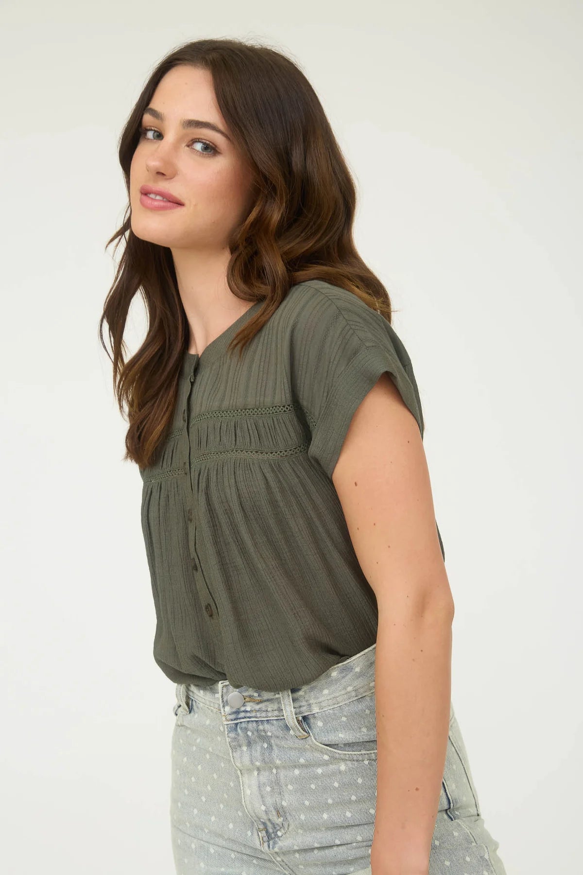 Gathered Button Blouse