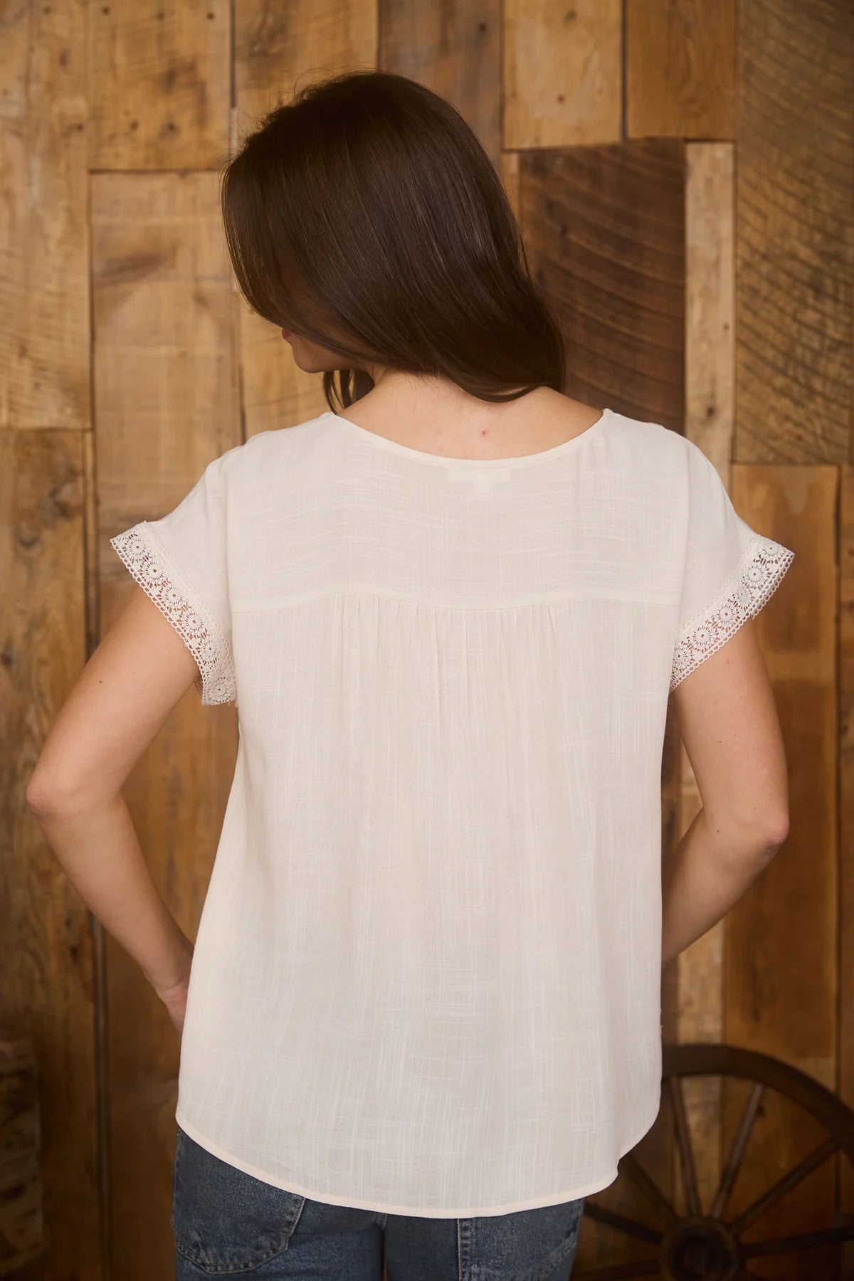 Cream Lace Peasant Top