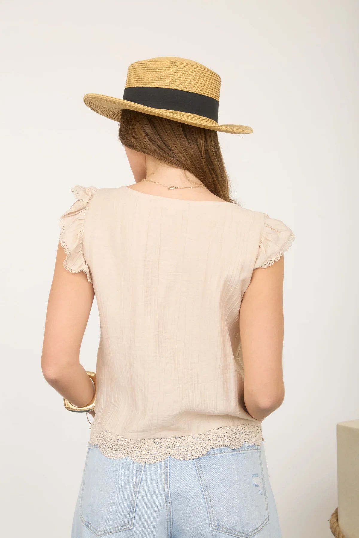 Embroidered Pintuck Blouse