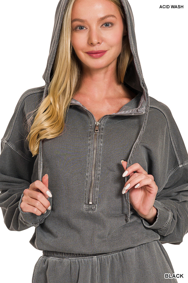 Stone Wash Hoodie Jumpsuit
