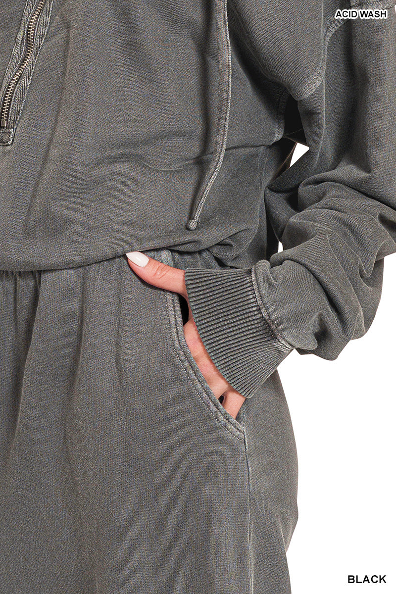 Stone Wash Hoodie Jumpsuit