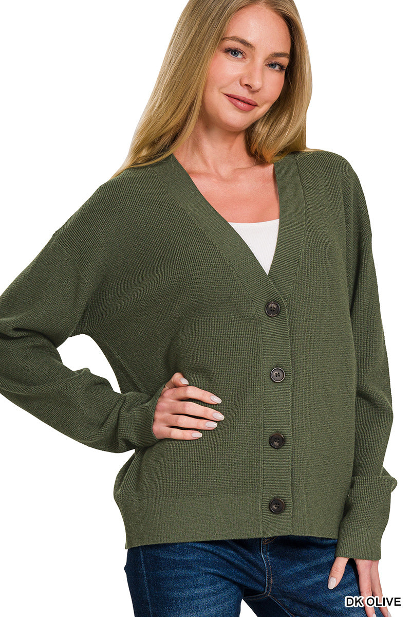 Waffle Button Grandpa Cardi