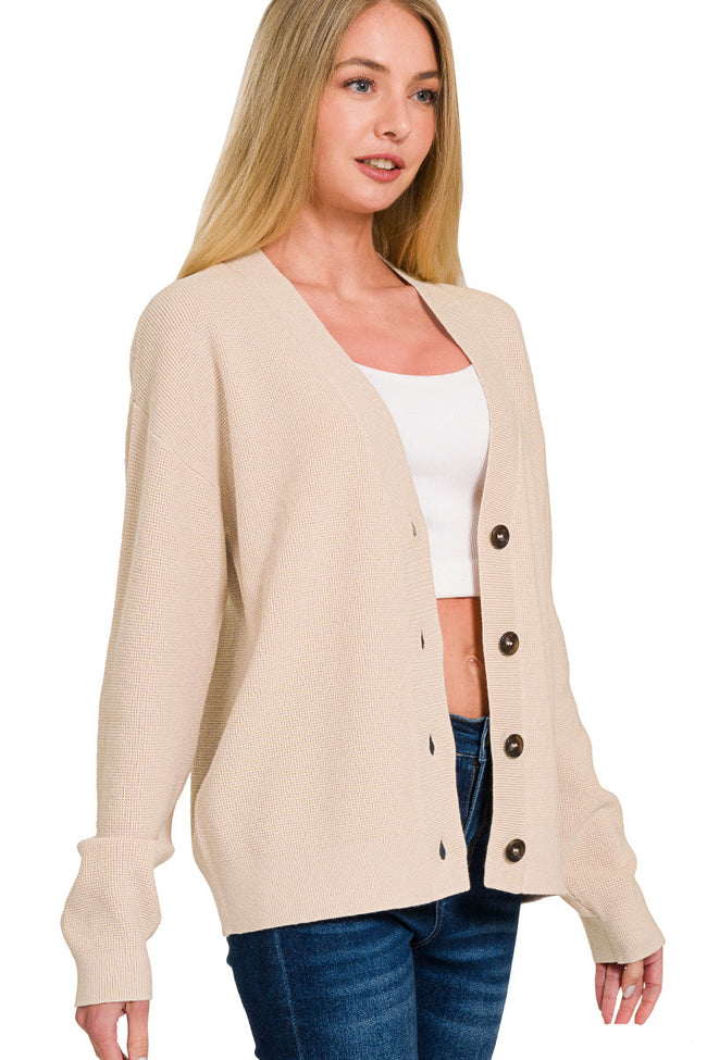 Waffle Button Grandpa Cardi