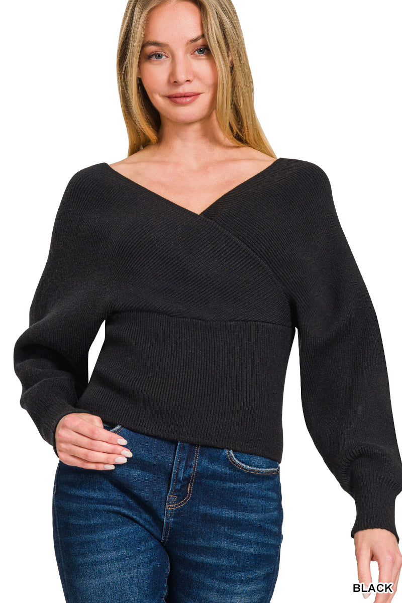 Crossover Open Back Sweater