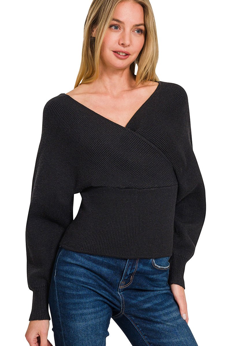 Crossover Open Back Sweater