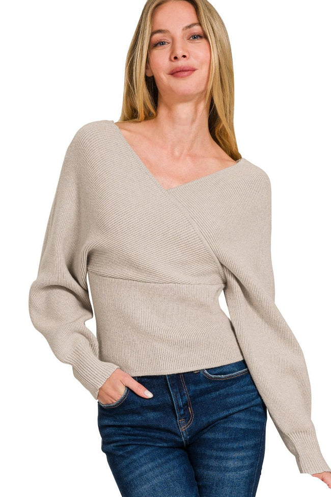 Crossover Open Back Sweater