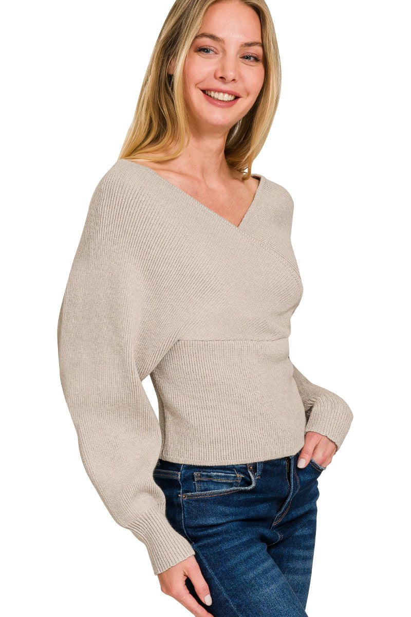 Crossover Open Back Sweater