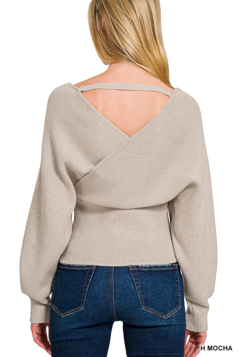 Crossover Open Back Sweater