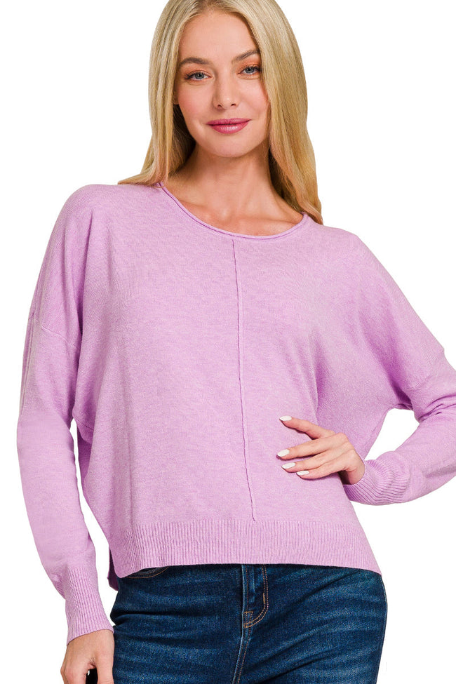 Mauve Center Seam Crop Sweater