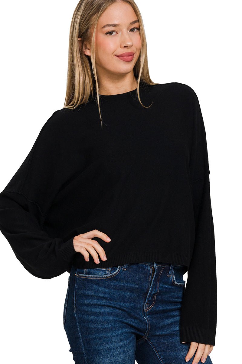 Mock Neck Raglan Sleeve Sweater