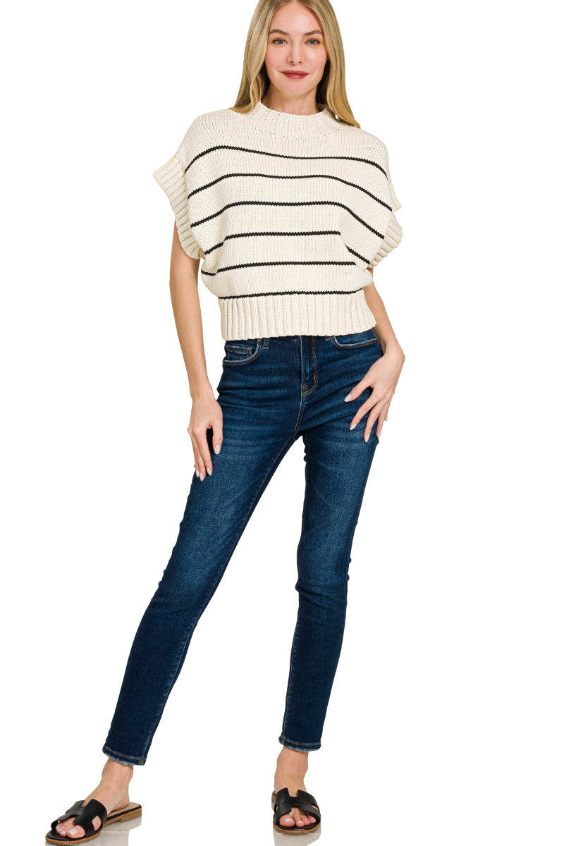 Ivory Stripe Sweater Vest