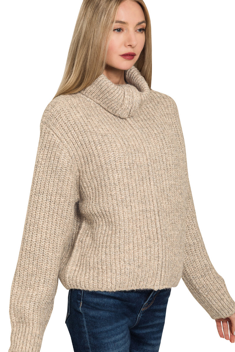 Wide Collar Zipper Sweater Cardi