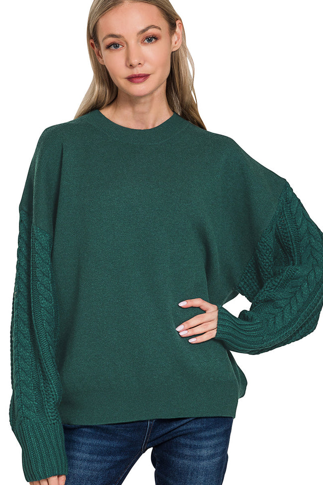Hunter Cable Knit Sleeve Sweater