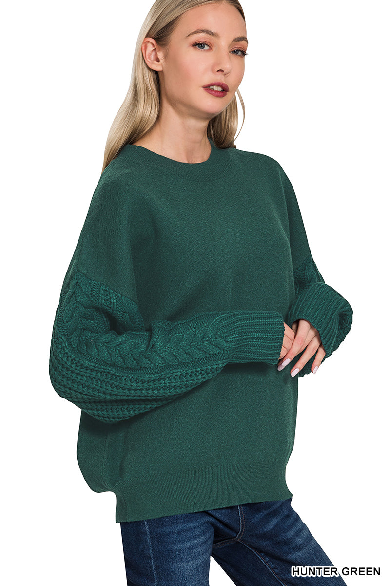 Hunter Cable Knit Sleeve Sweater