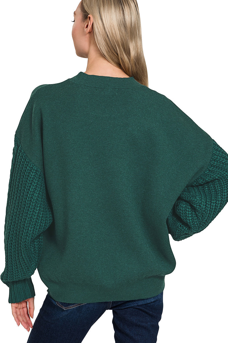 Hunter Cable Knit Sleeve Sweater