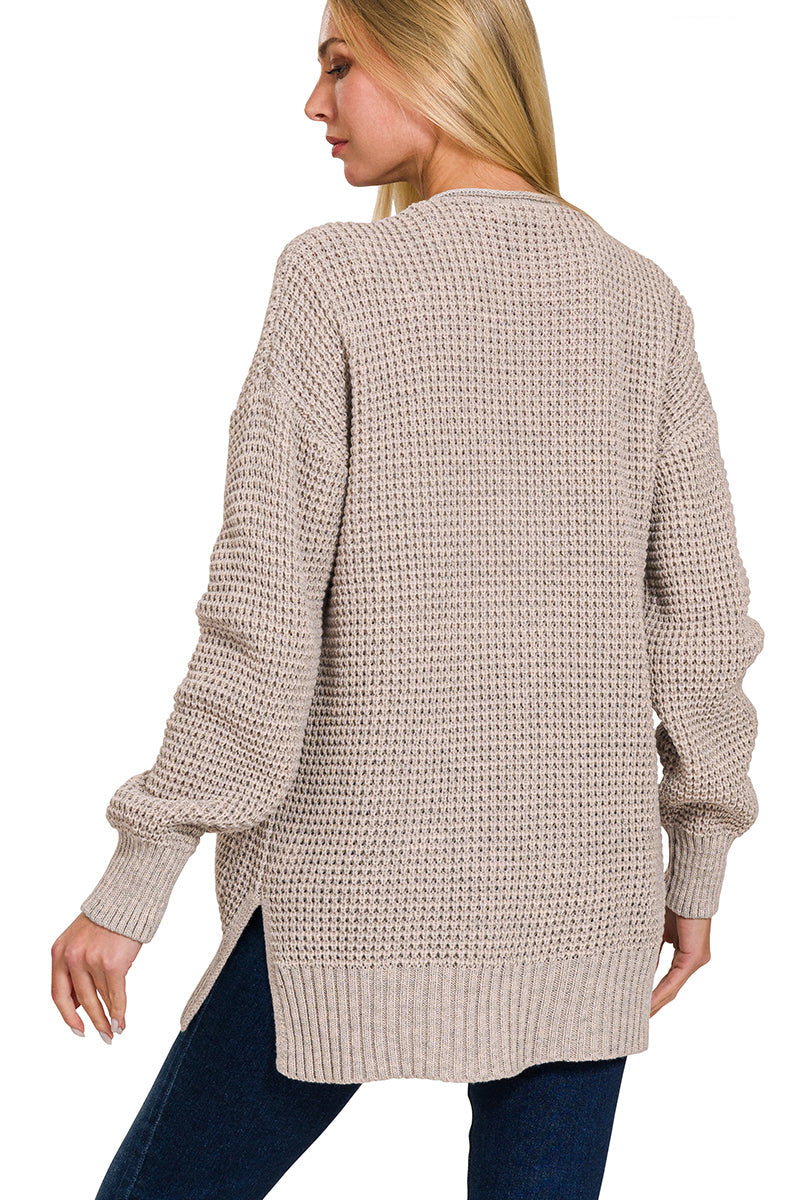 Waffle Knit Pocket Cardigan