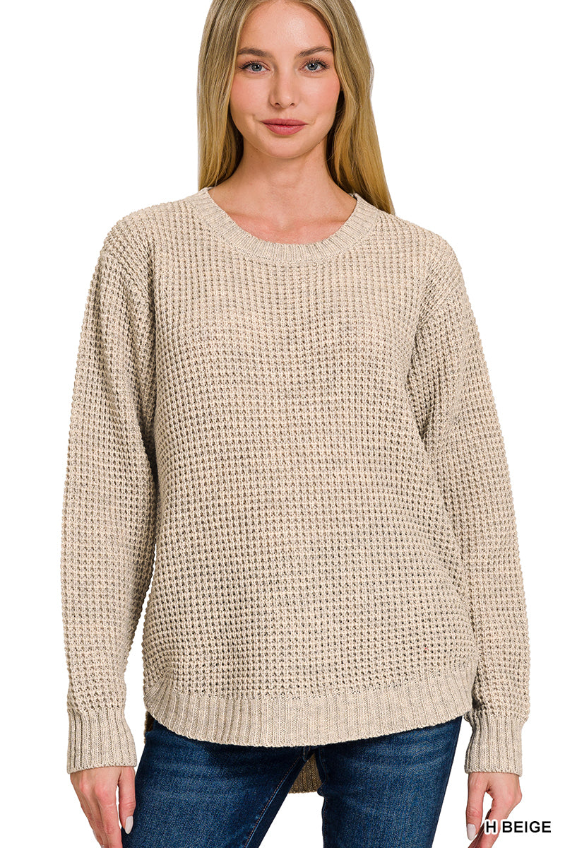 Cream Waffle Knit Sweater