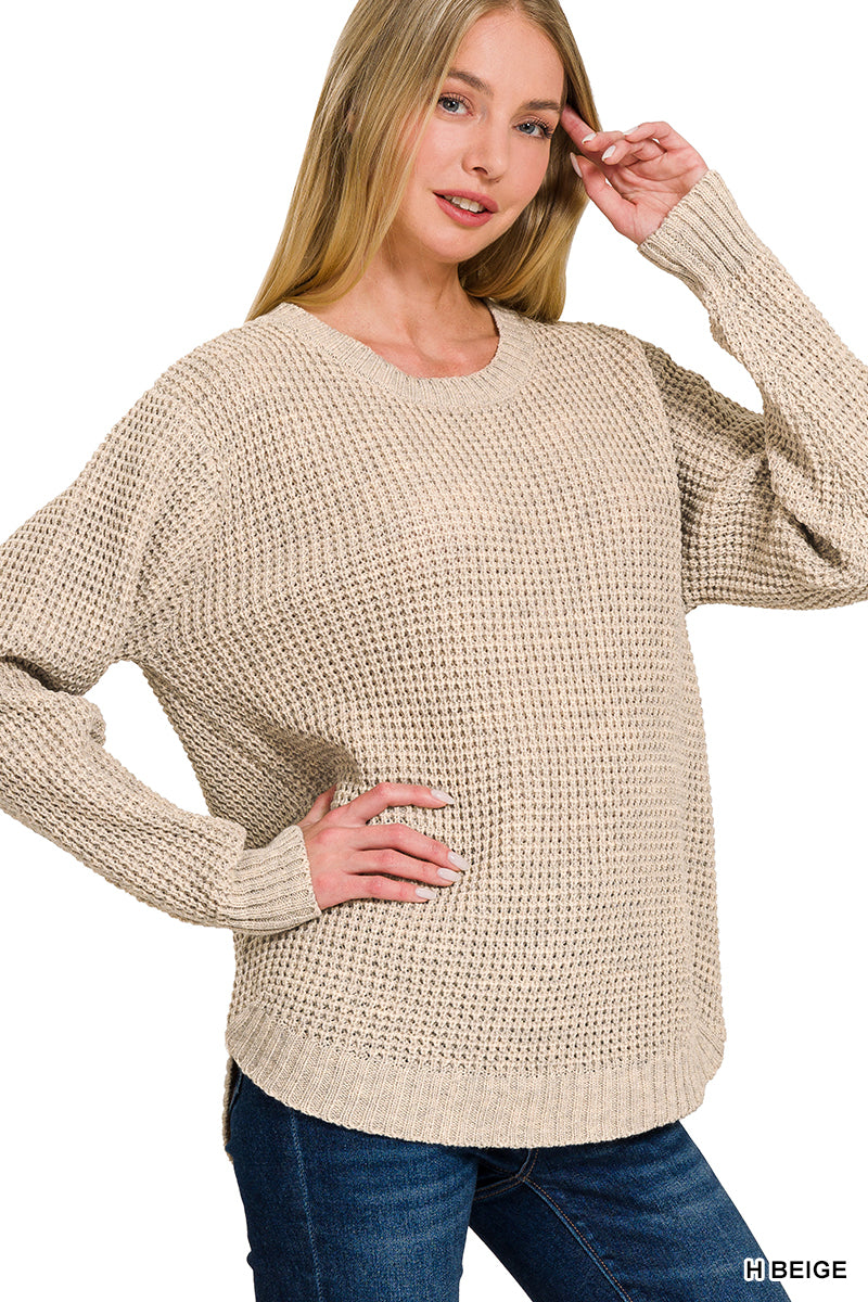 Cream Waffle Knit Sweater