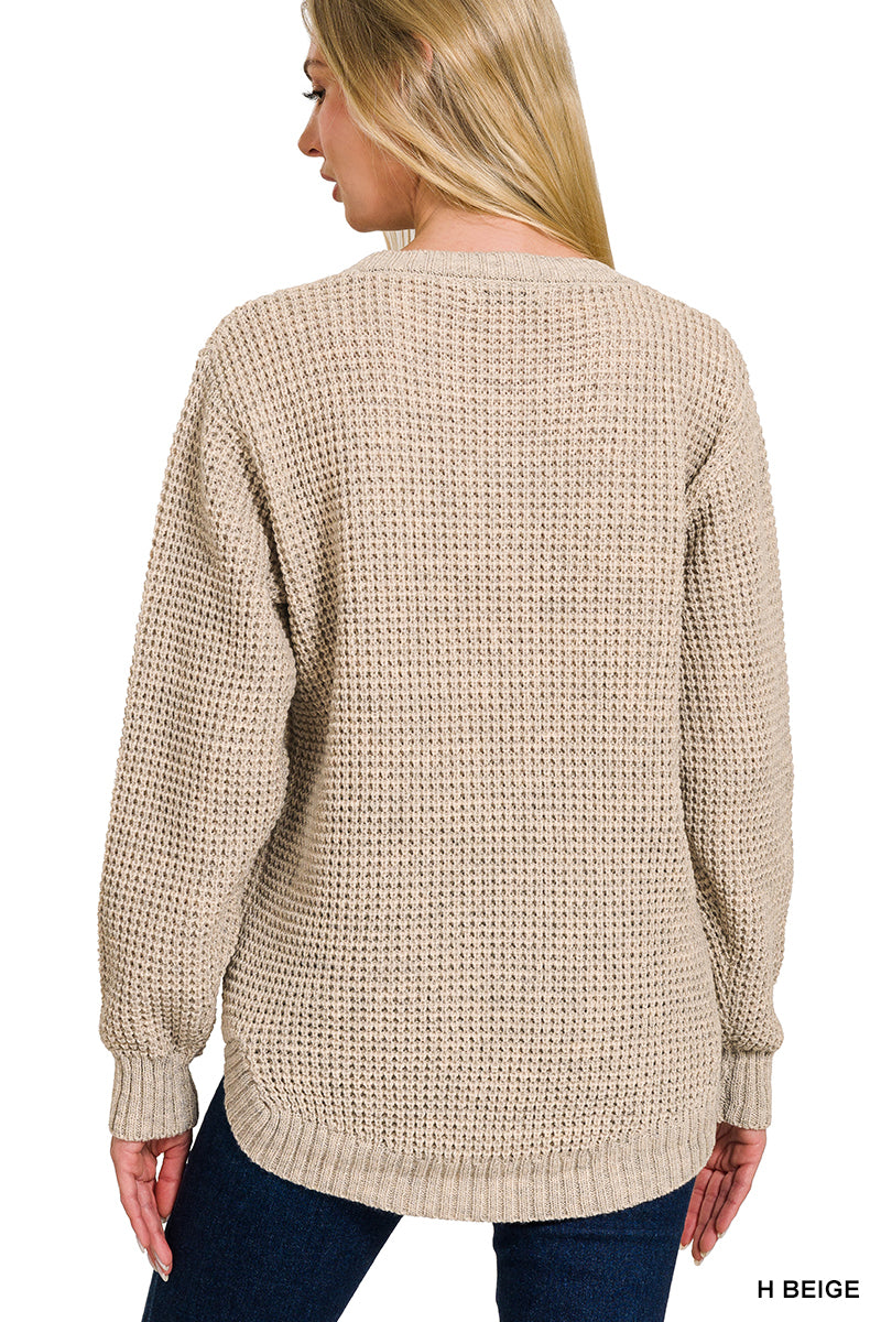 Cream Waffle Knit Sweater