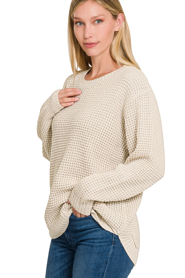 Cream Waffle Knit Sweater
