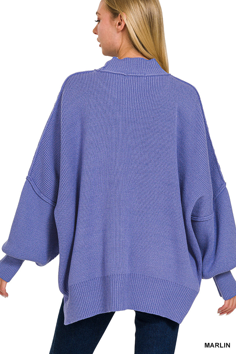 Royal Blue Mock Neck Oversized Sweater