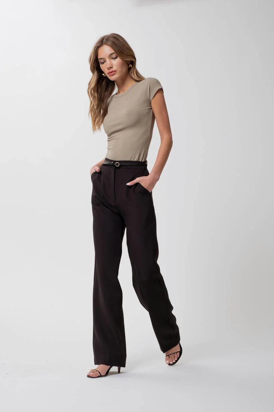 High Waist Straight Leg Trousers