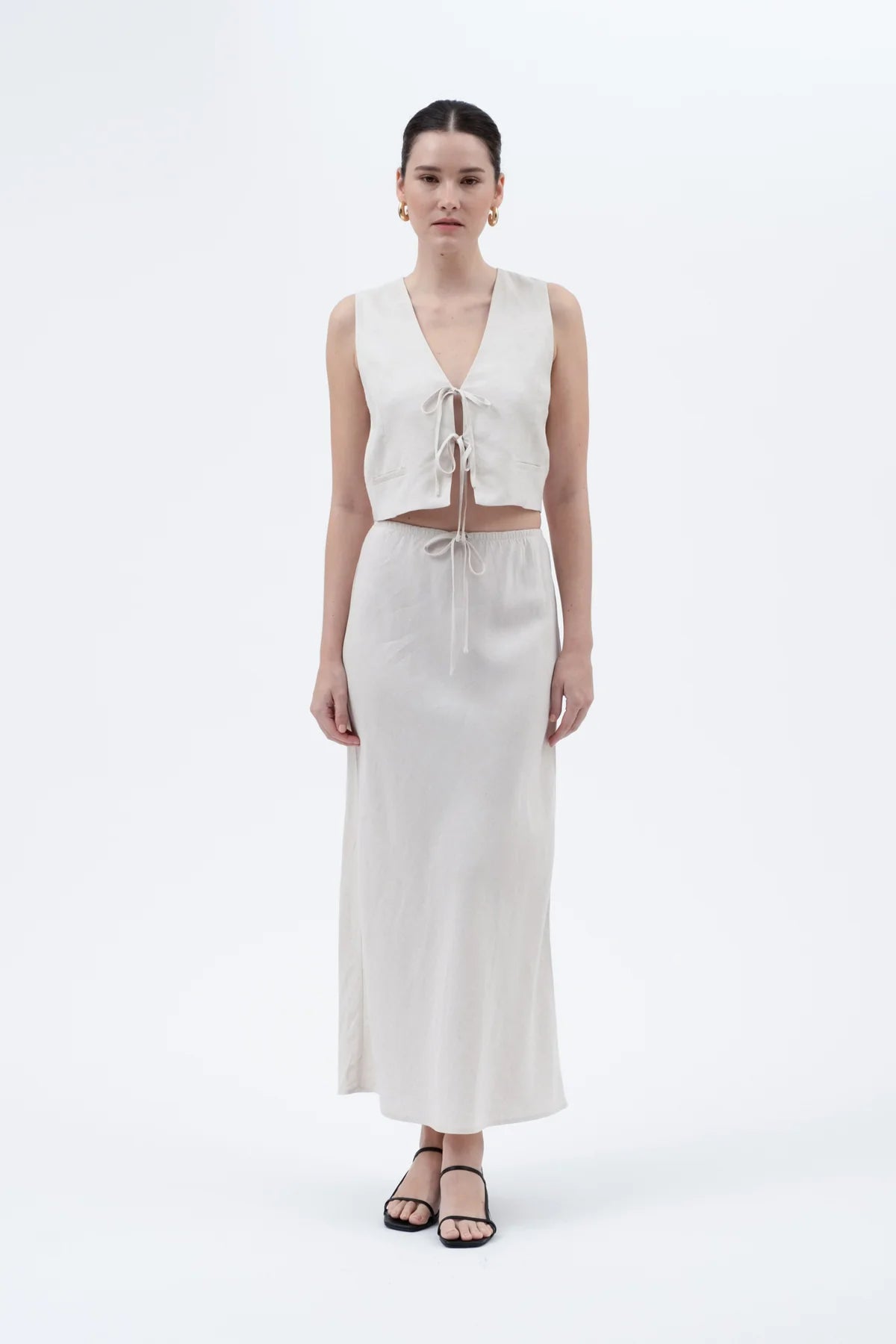 Oatmeal Linen Maxi Skirt