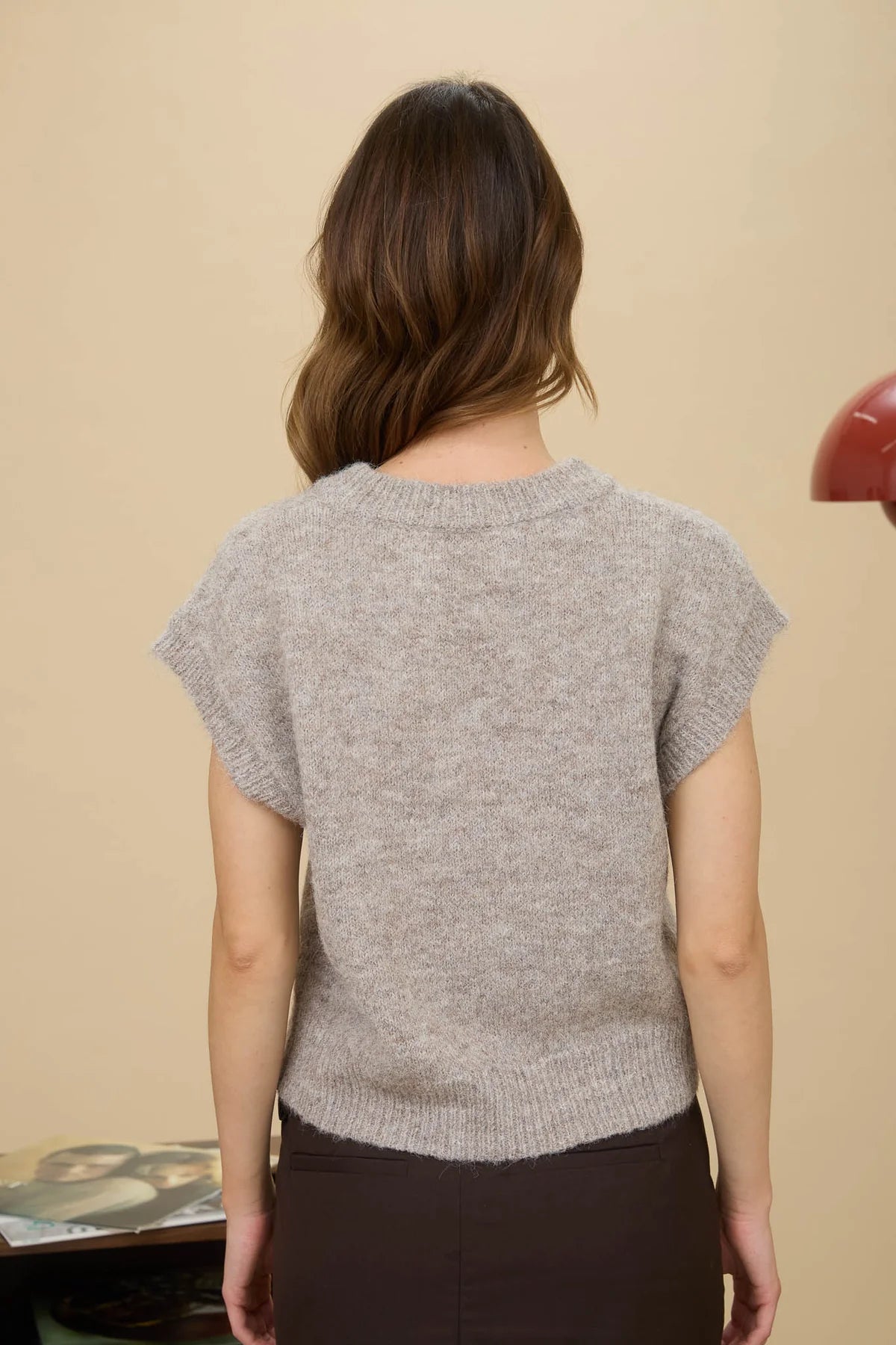 Taupe Argyle Pullover Knit Vest