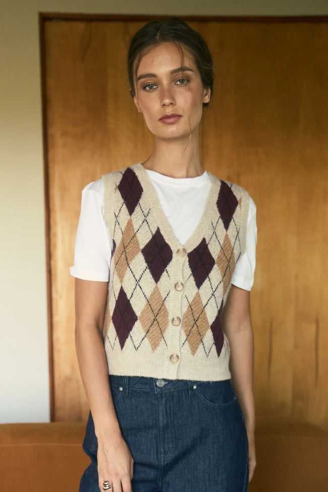 Argyle Button Sweater Vest