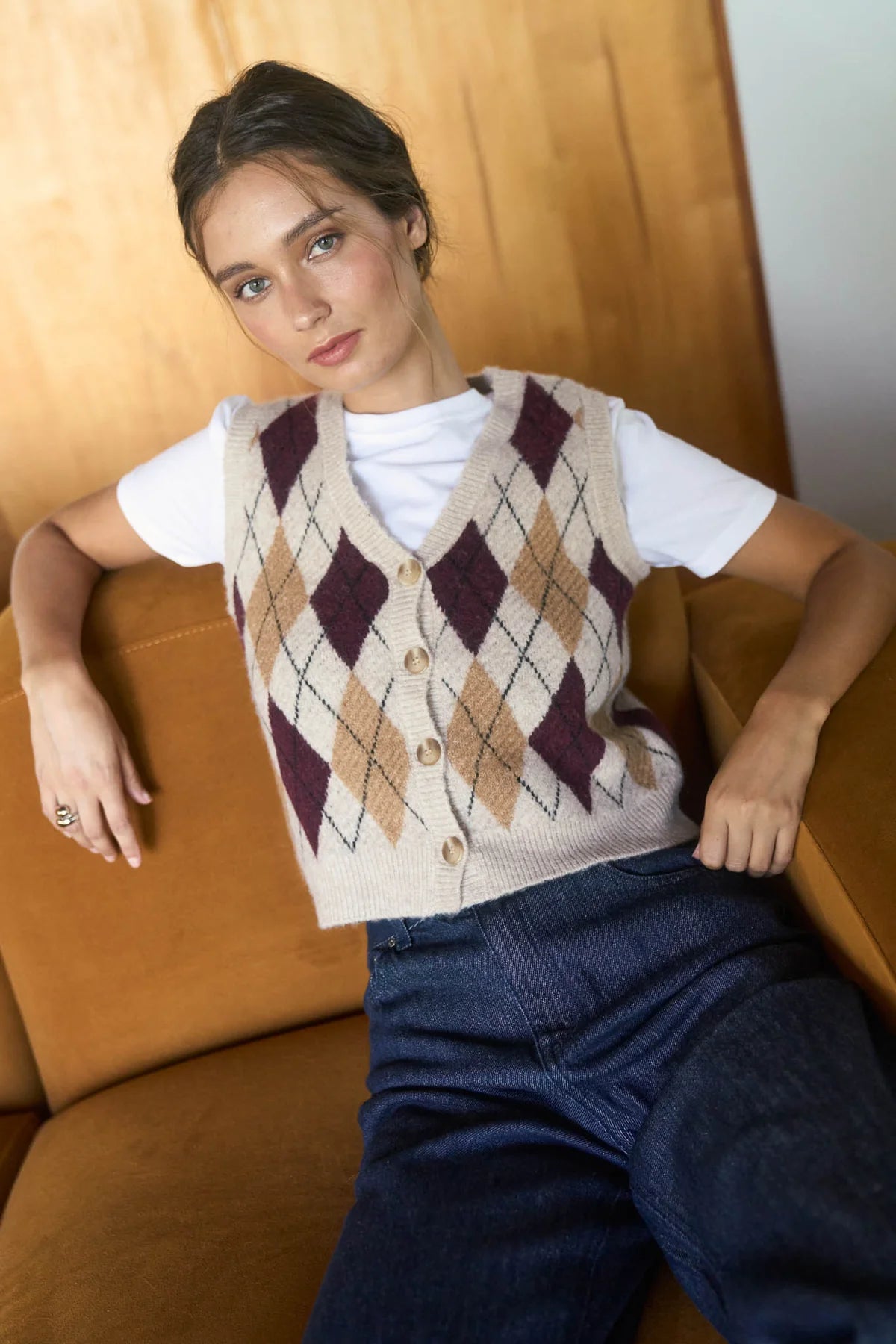 Argyle Button Sweater Vest