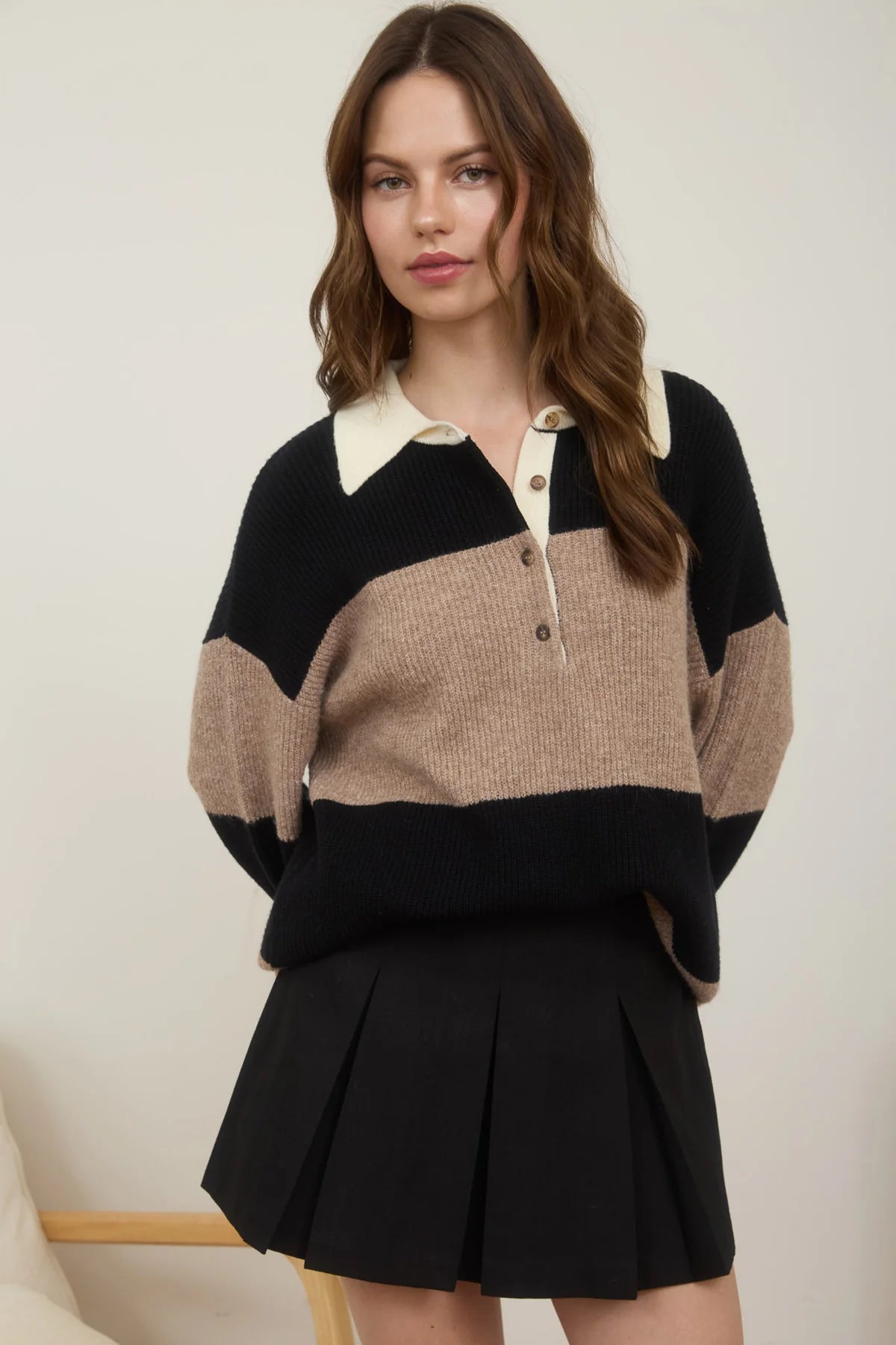 Wide Stripe Polo Rugby Sweater