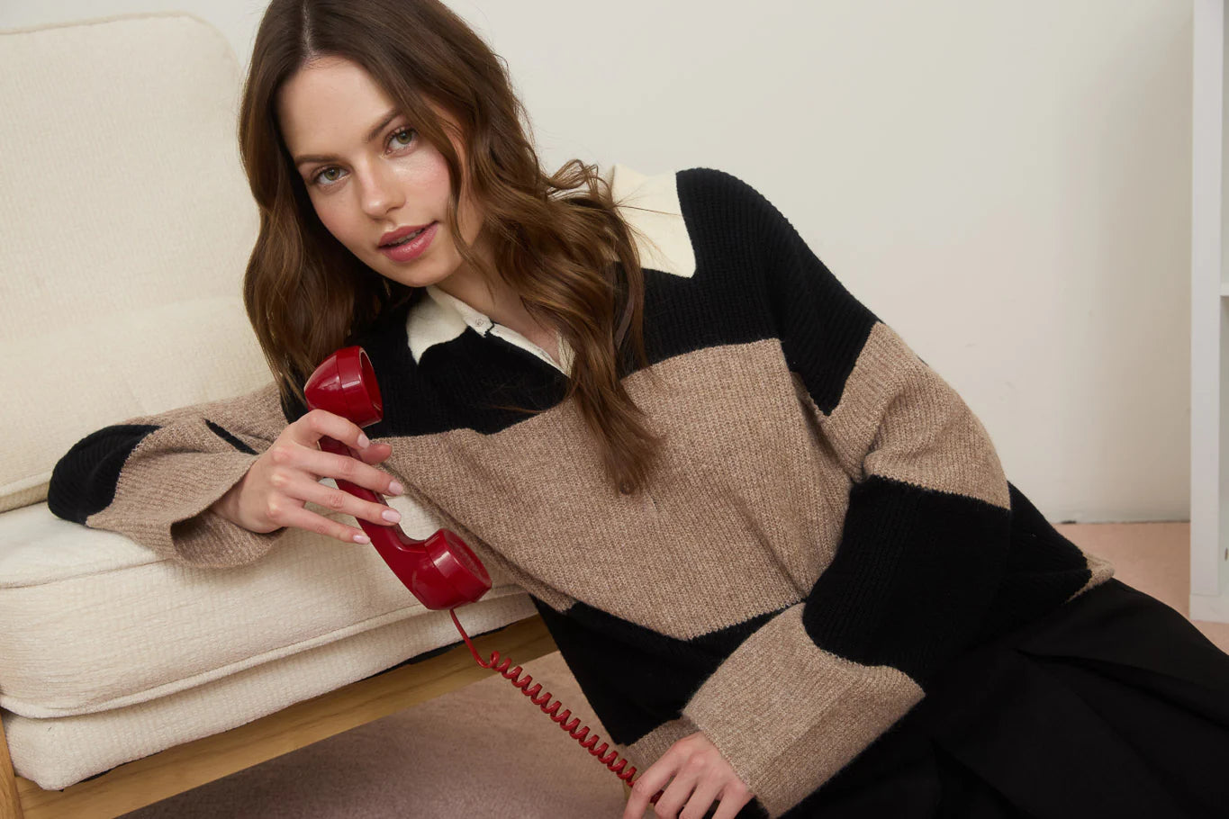 Wide Stripe Polo Rugby Sweater