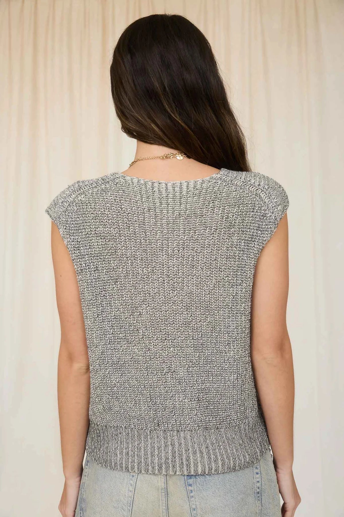 Marled Button Knit Top