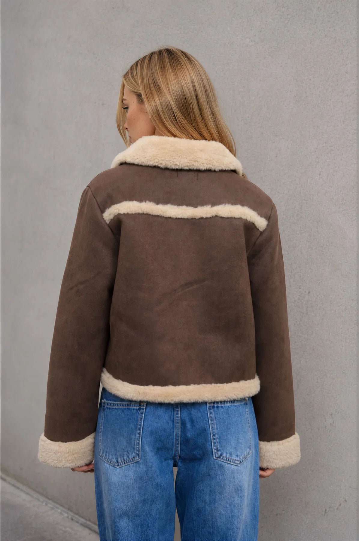 Chocolate Shearling Suedette Jacket
