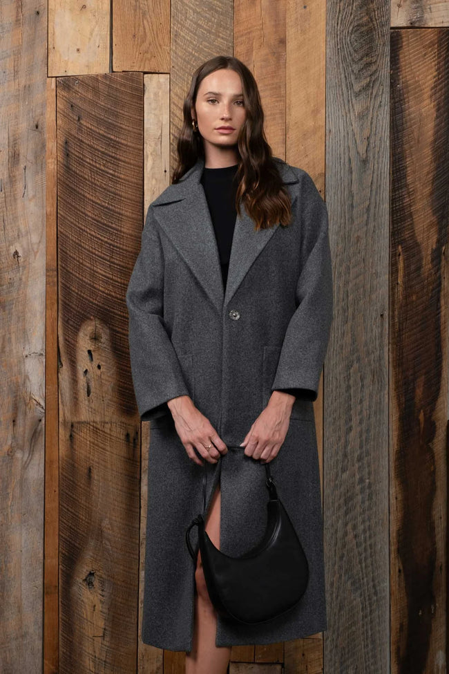 Charcoal Long Collared Peacoat