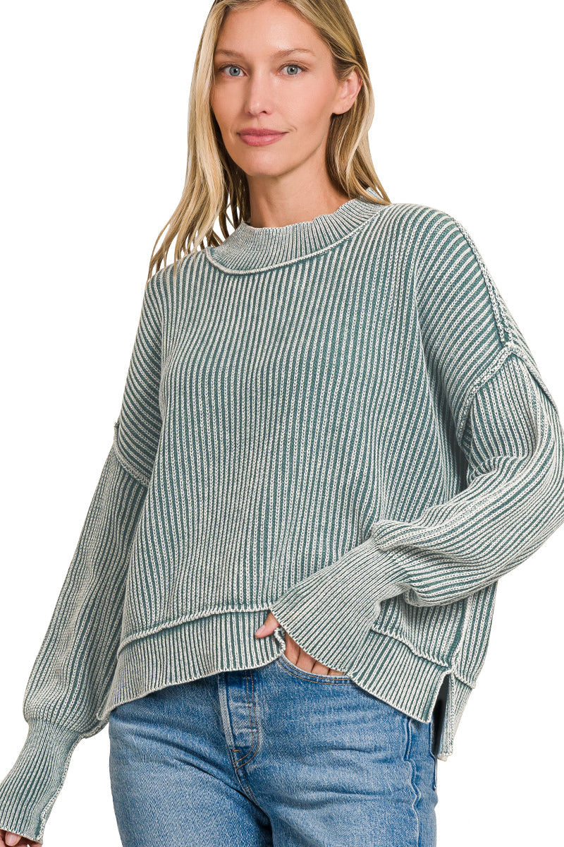 Stone Wash Ribbed Oversize Sweater