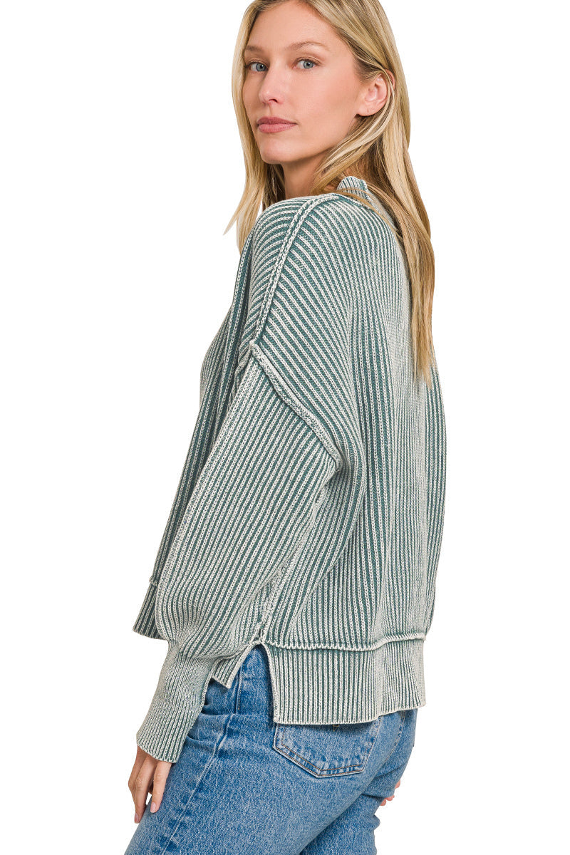 Stone Wash Ribbed Oversize Sweater