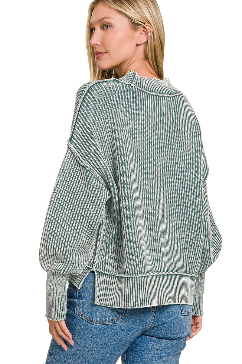 Stone Wash Ribbed Oversize Sweater