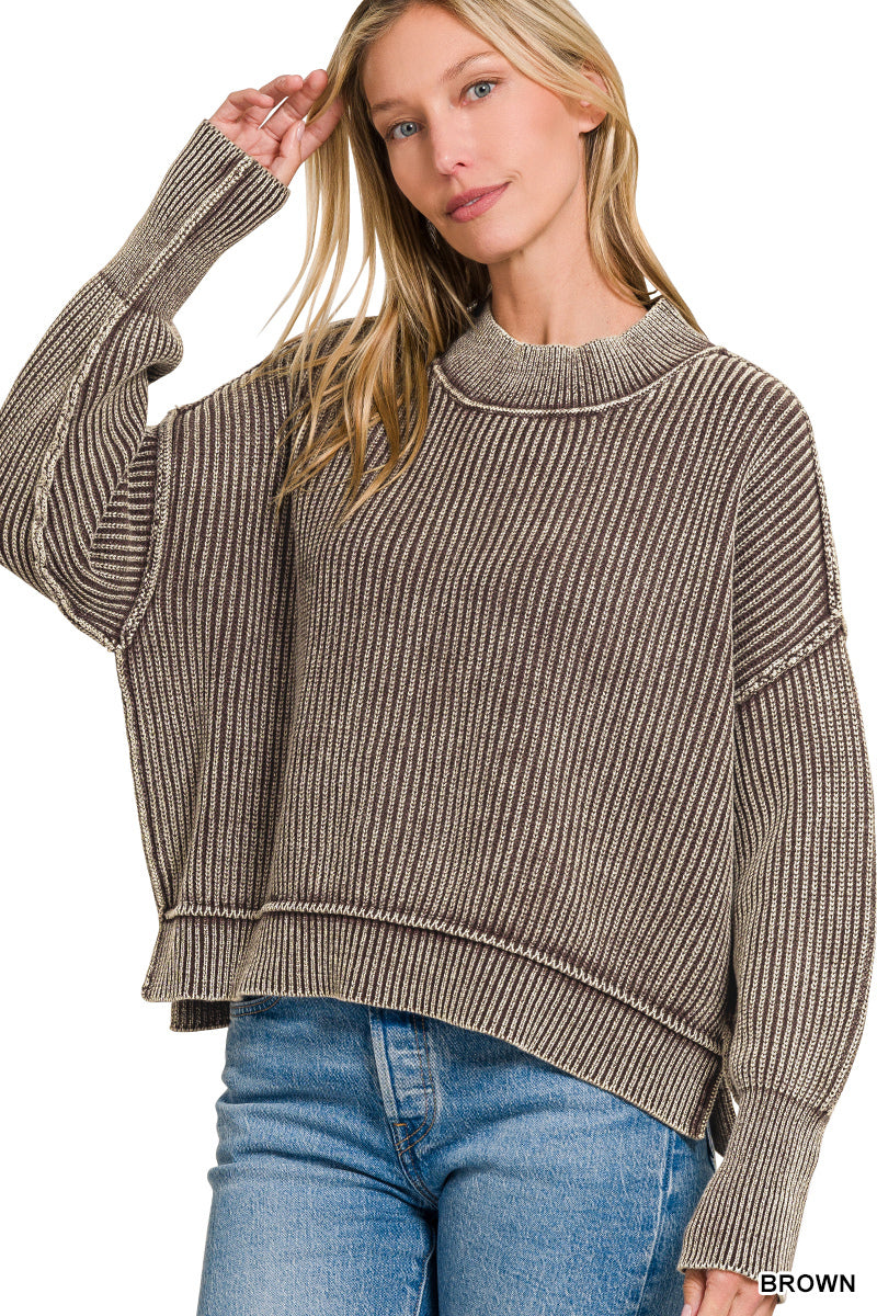 Stone Wash Ribbed Oversize Sweater