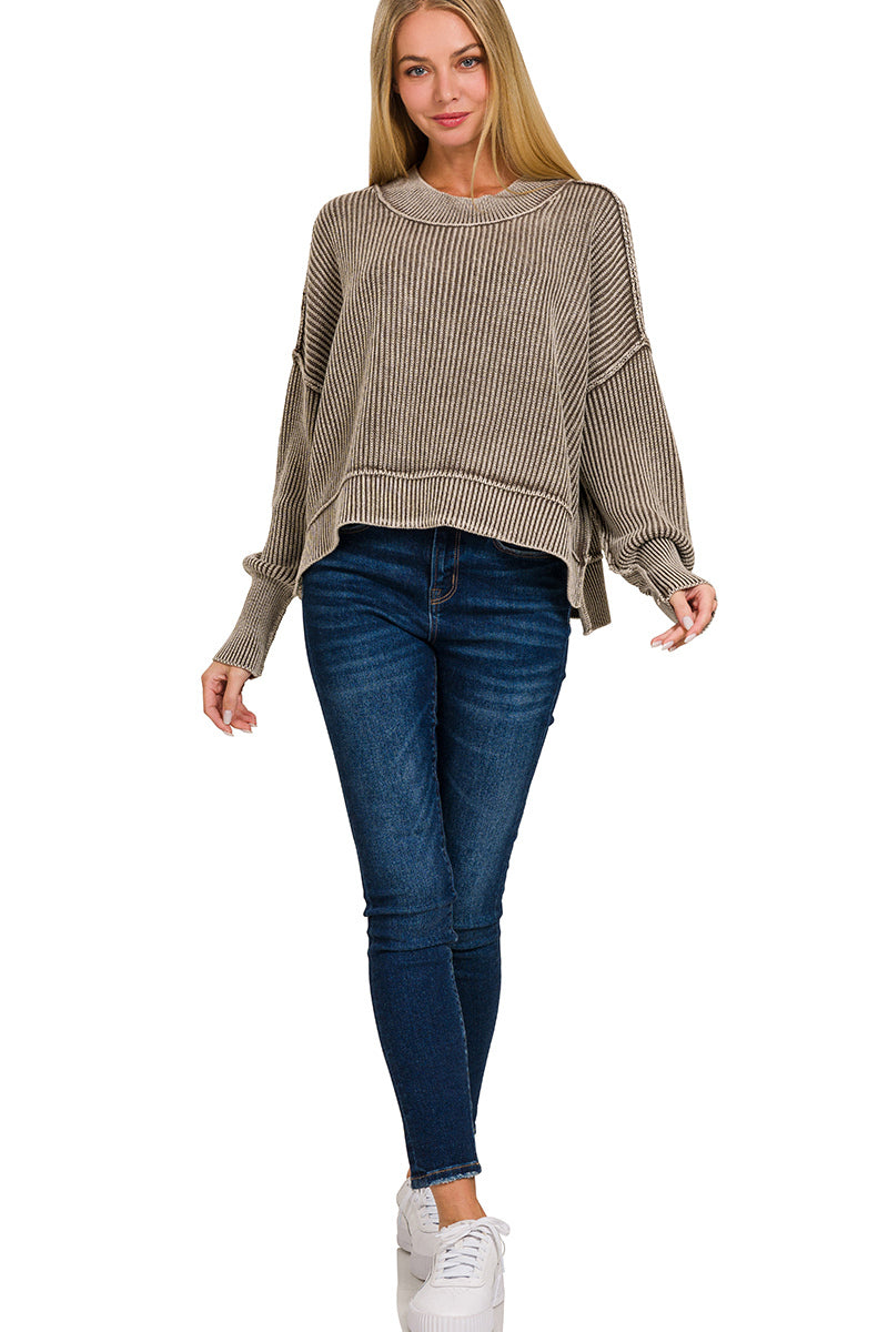Stone Wash Ribbed Oversize Sweater