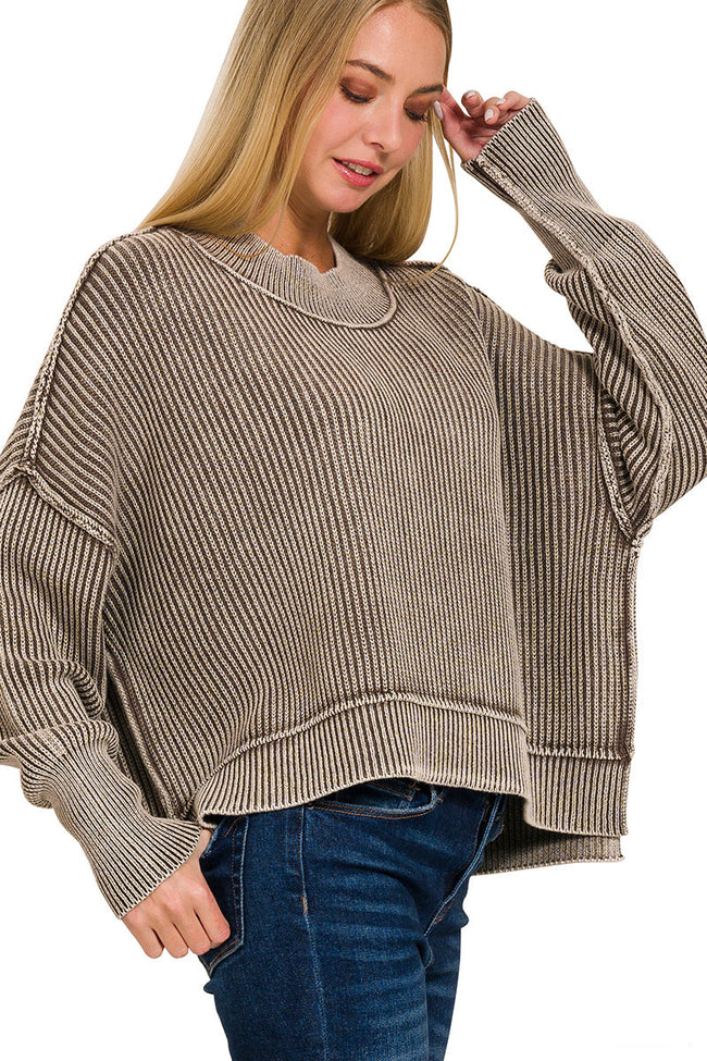 Stone Wash Ribbed Oversize Sweater
