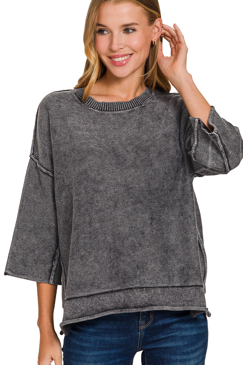 Black Stone Wash Pullover