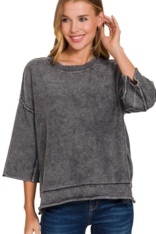 Black Stone Wash Pullover