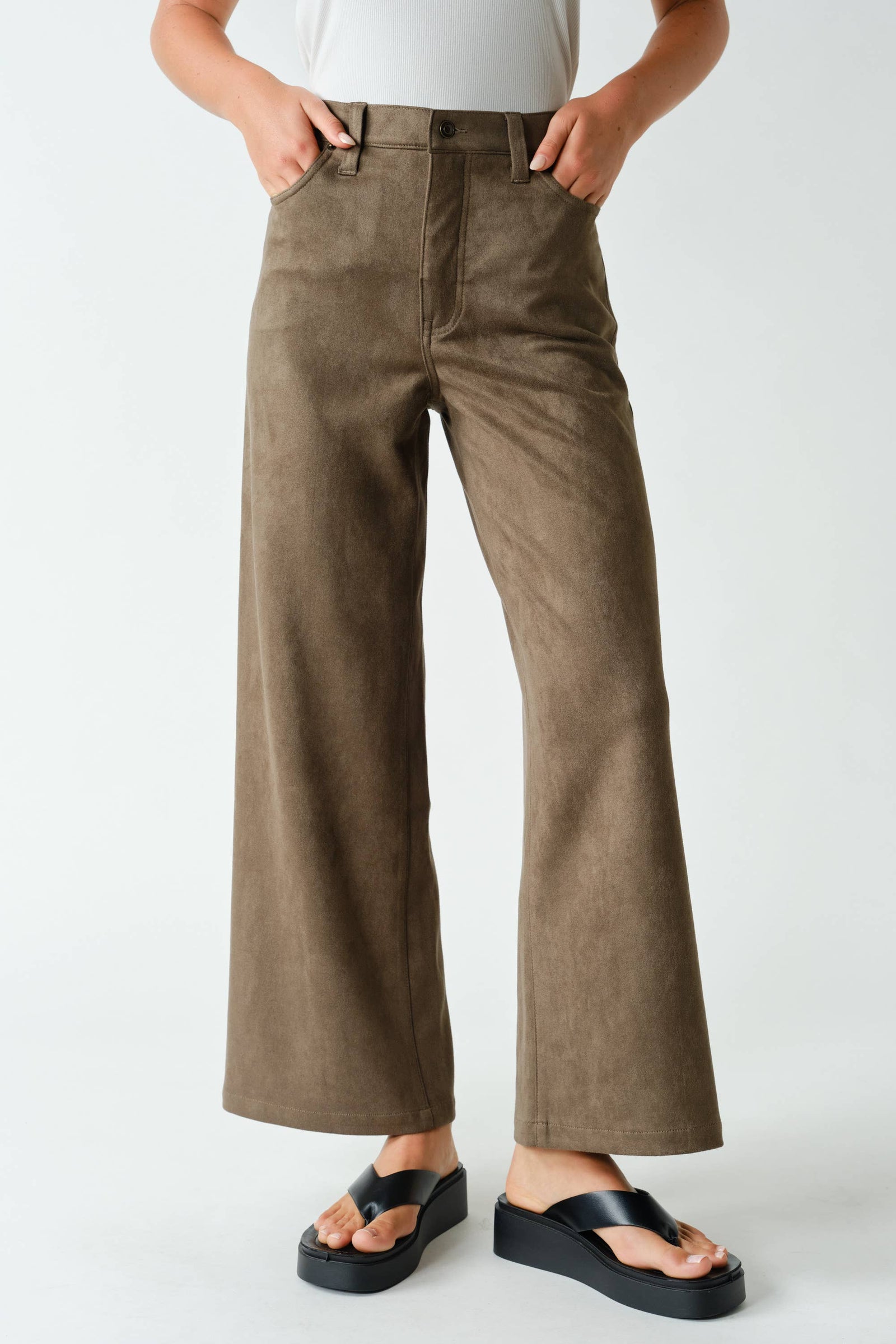 Suedette Wide Leg Pants