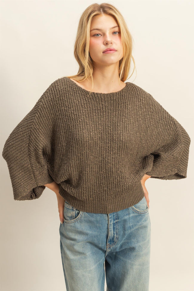 Dolman Slub Knit Sweater
