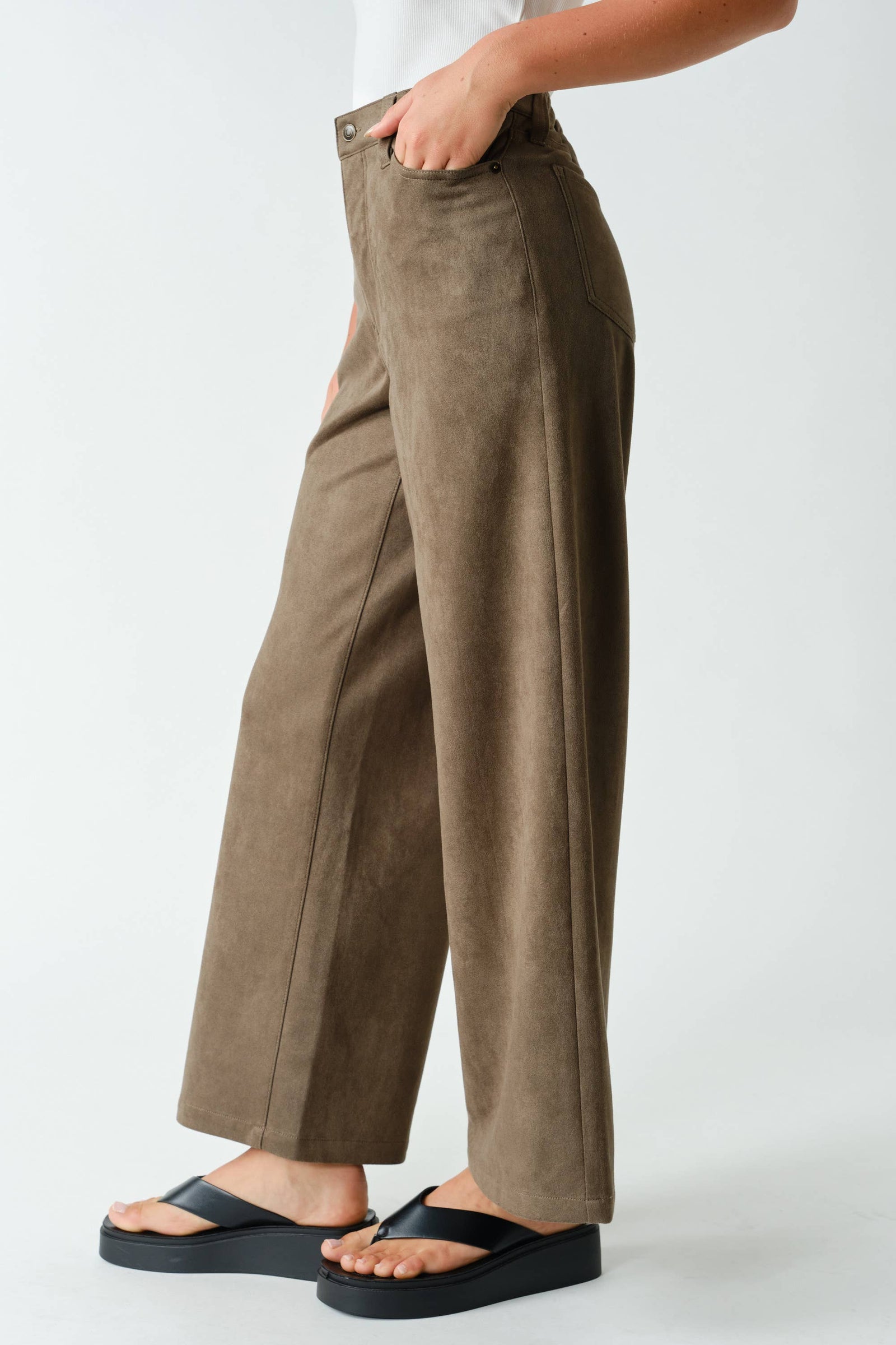 Suedette Wide Leg Pants