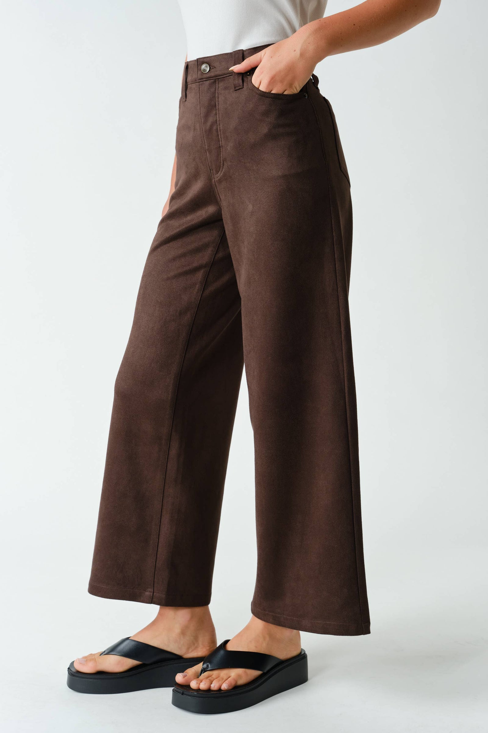 Suedette Wide Leg Pants