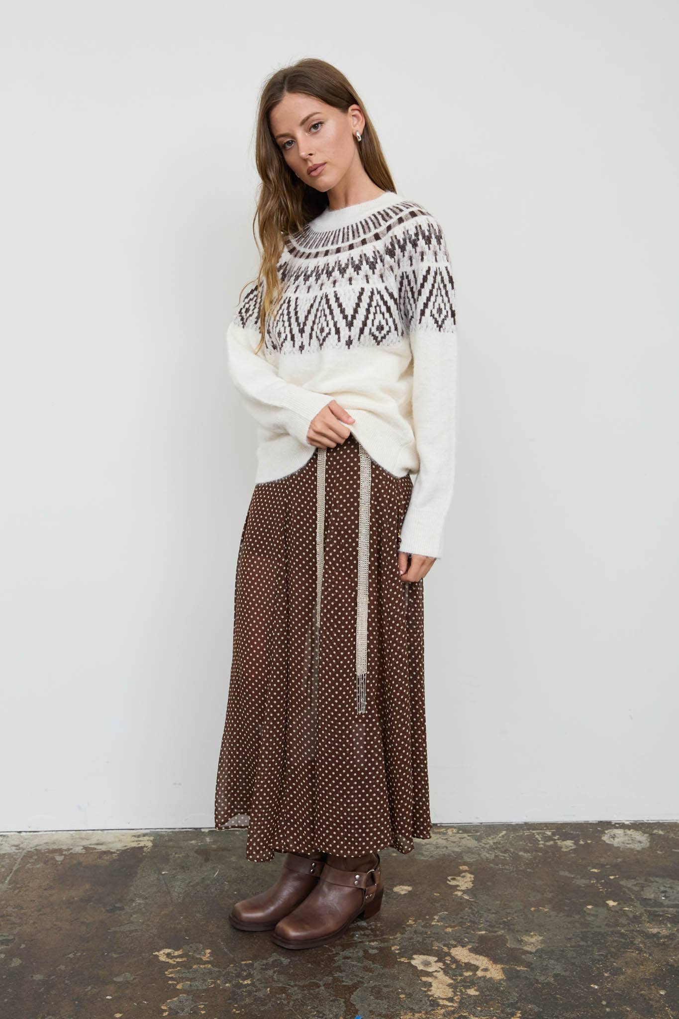 Cream Fair Isle Knit Sweater