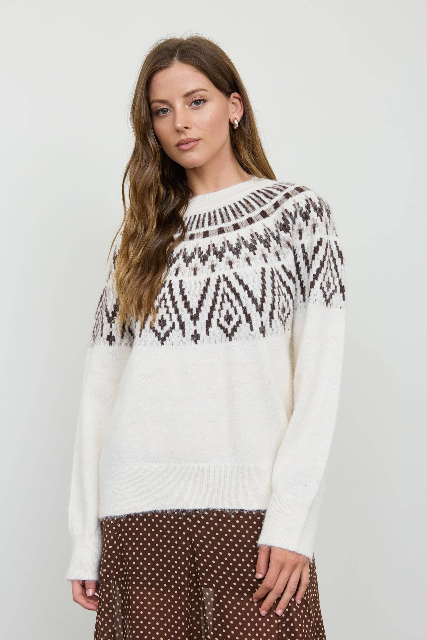 Cream Fair Isle Knit Sweater