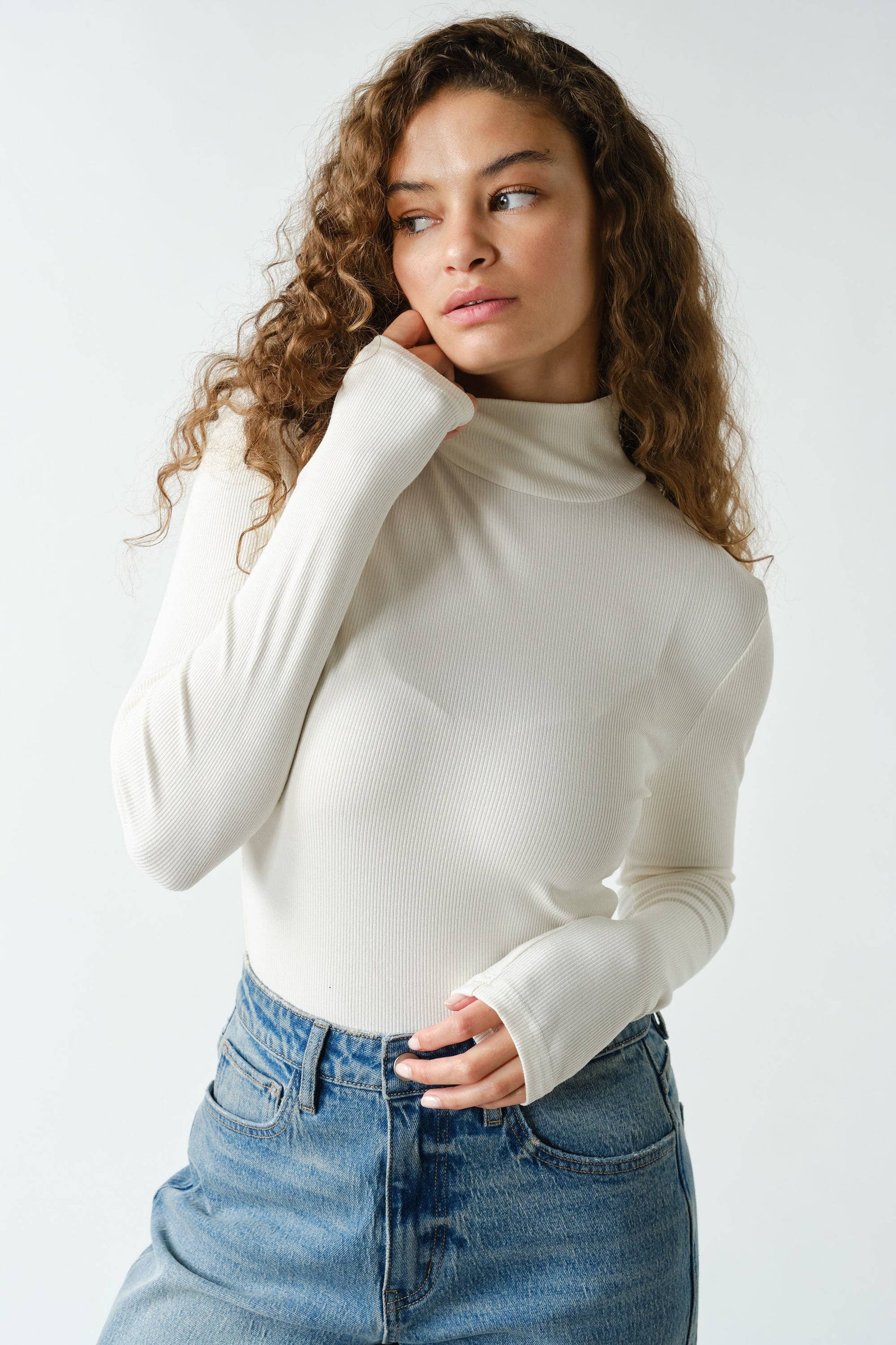 Micro Ribbed Long Sleeve Turtleneck